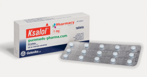 Ksalol 1mg (alprazolam) tablets with blister pack and branded box, illustrating Ksalol 1mg medication for informational purposes.