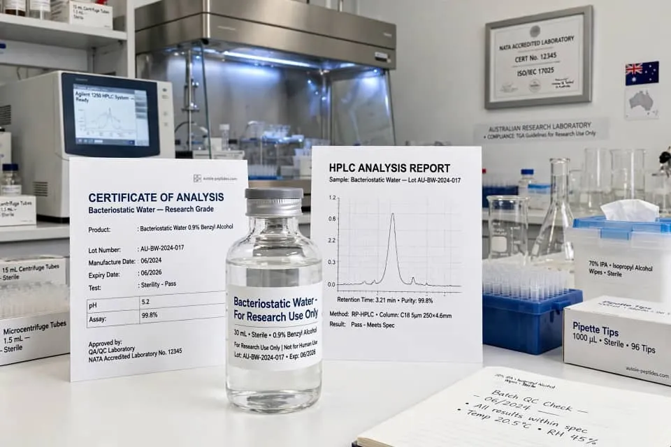 Bacteriostatic Water research guide for United Kingdom labs with COA HPLC verification